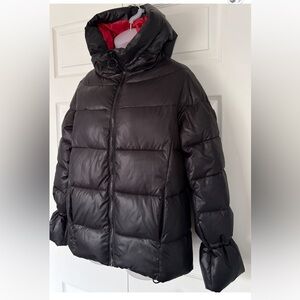 Noize Division Gwyl Short Puffer Jacket Winter Black Red Size Small